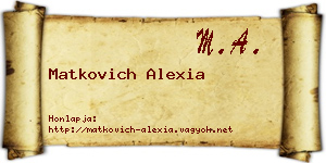 Matkovich Alexia névjegykártya